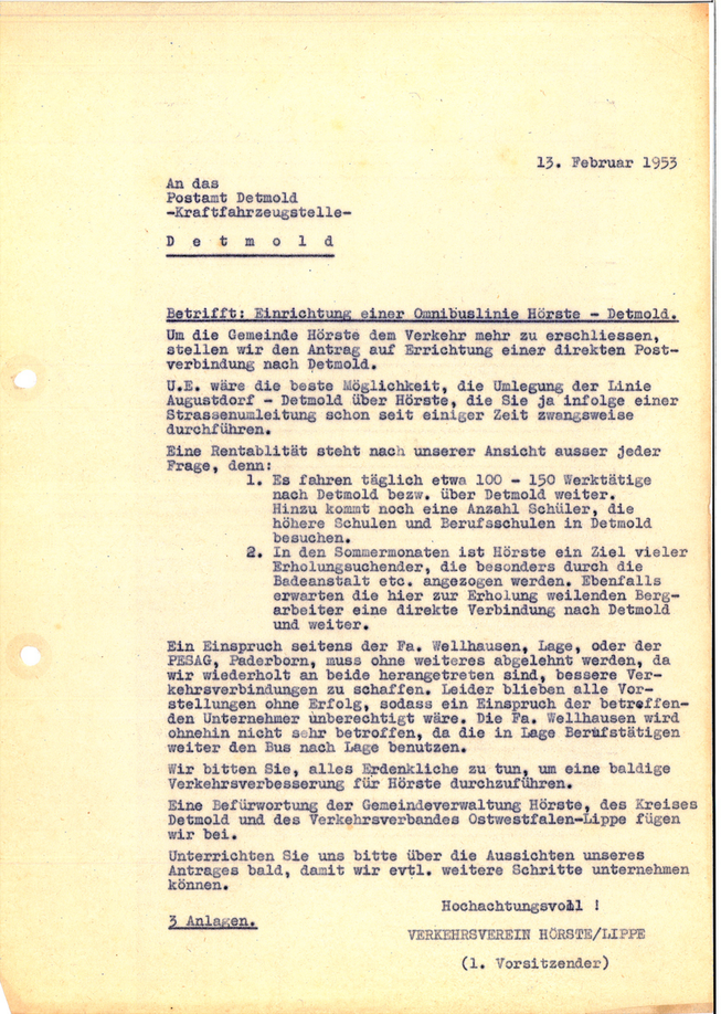 mögliche Busverbindung nach Detmold 1952
