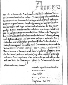 Dokument Beigabe Grundsteinlegung 1953