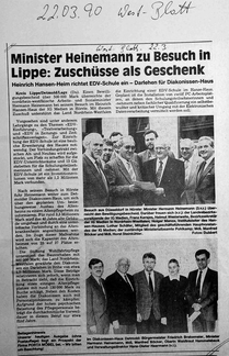 Heinemann im HHH Bewilligungsbescheid Westf.-Blatt 22.3.90
