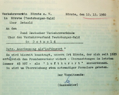 VV Saaksmeier 12.12.1960 Schr. Anerkennung Luftkurort
