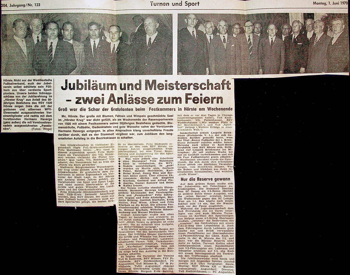 RSV 50 Jahre Ehrungen und Feier 1.6.1970