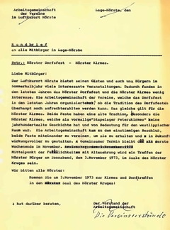Vereinigung Dorffest Kirmes Entw. Schr. 1973 1