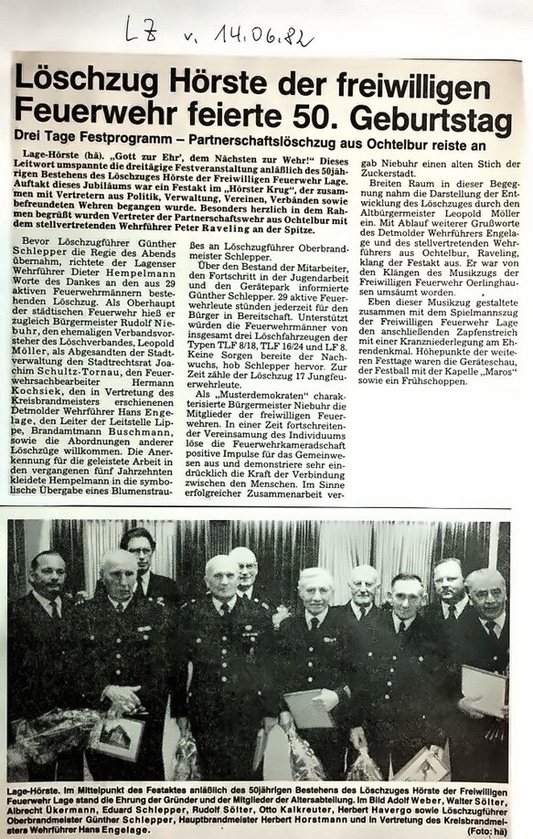 Feuerwehr Hörste 50 Jahre LZ 14.6.1982 2