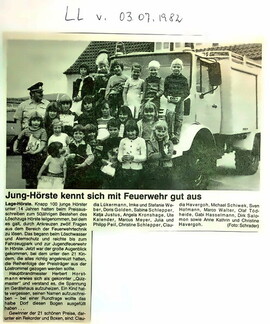 Feuerwehr Hörste 50 Jahre Kinderquiz LL 3.7.1982 1