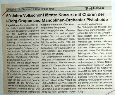 Volkschor Hörste 50 Jahre Postillon 19.9.1996 1