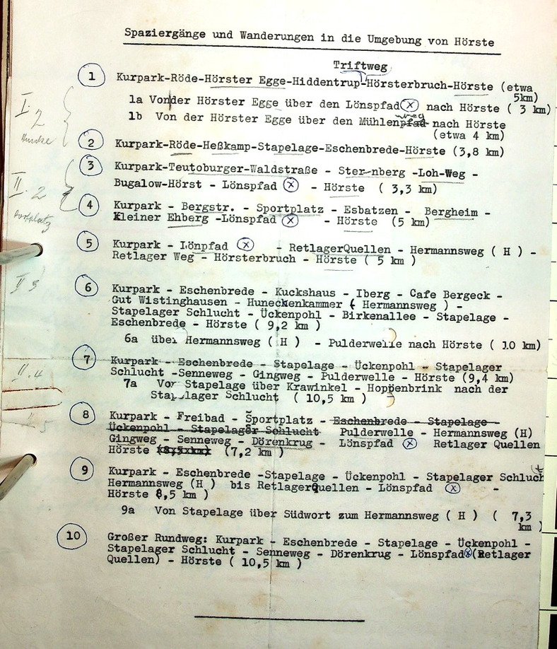 Wanderrouten u. Spaziergänge 1963 Entwürfe 1