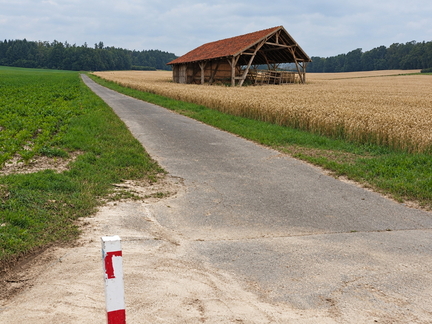Feldscheune an ihrem ehemaligen Platz