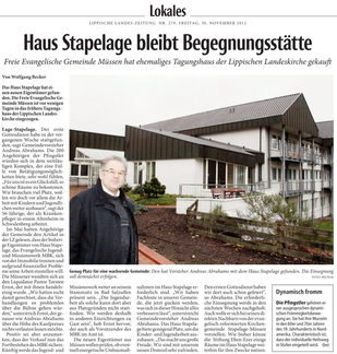 Freie Ev. Gemeinde kauft Haus Stapelage LZ 30.11.2012 1