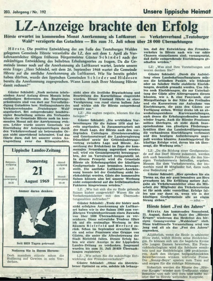 Anerkennung Luftkurort Heidefest Waldeslust LZ 21.8.1969 1