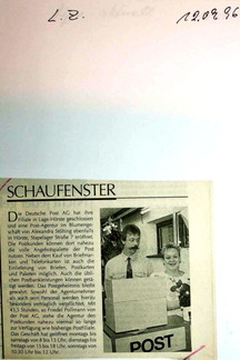 Postagentur in Hörste eröffnet LZ 12.9.1996 1