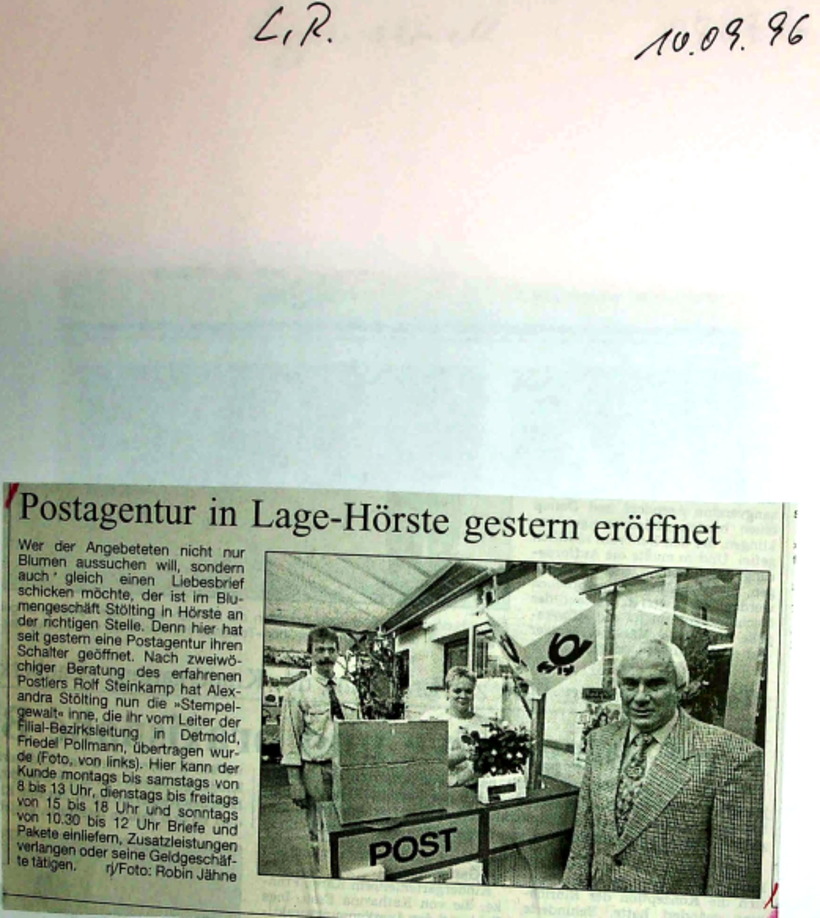 Postagentur in Hörste eröffnet LR 10.9.1996 1