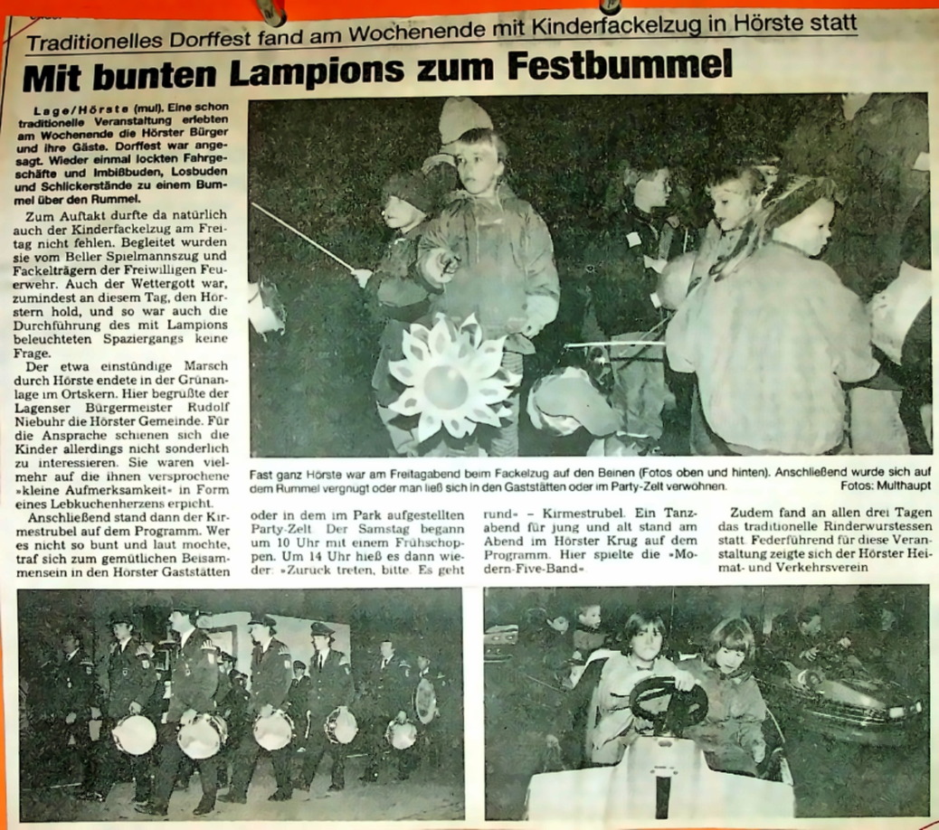 Dorffest mit Fackelzug Westf.-Blatt 9.11.1992 1