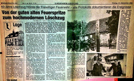 60 Jahre Löschzug Hörste Lagenser Ztg. 18.9.1992 4