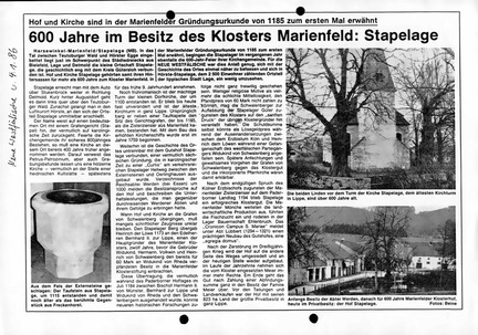 Stapelage 600 Jahre zu Marienfeld NW 4.1.1986 1