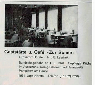Zur Sonne Anz. Wanderkarte Anf. 70er