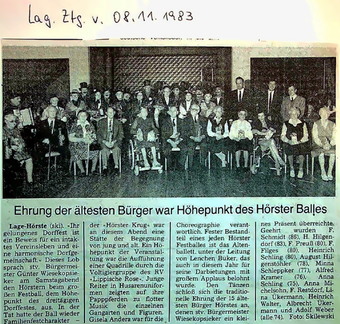 Ältestenehrung Dorffest 1983 Lagenser Ztg. 8.11.1983 3