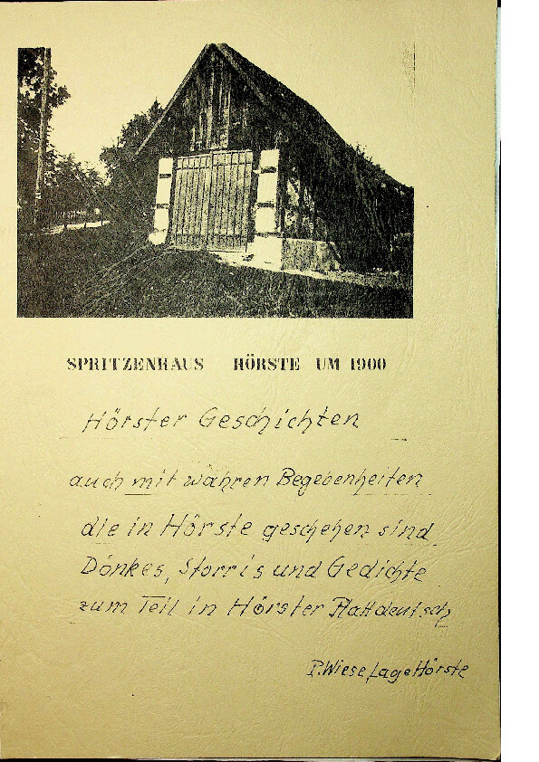 Paul Wiese Hörster Geschichten Deckblatt