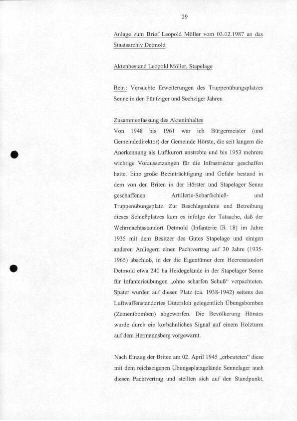 Leopold Möller Korrespondenz zu Orne und Stapel